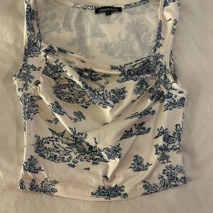 White Cream Ruched Sleeveless Tank Top